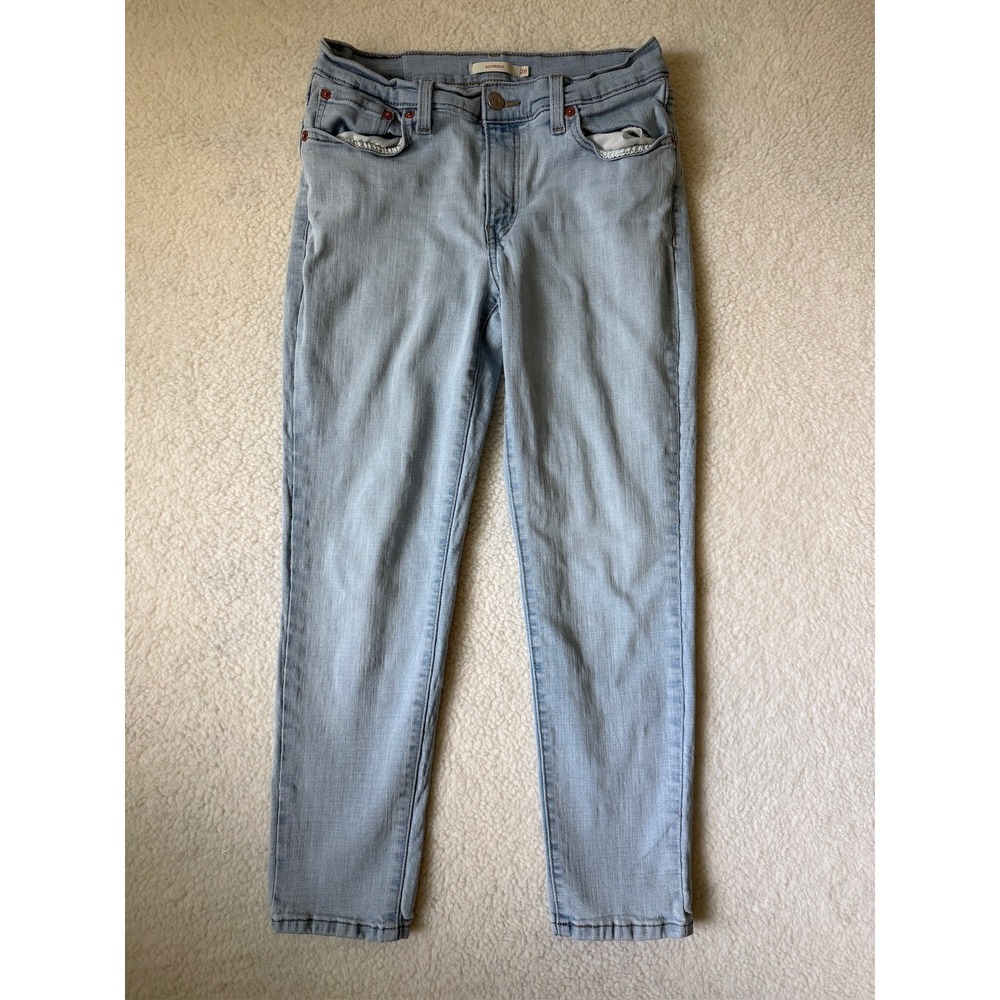 Levis Boyfriend Jeans Womens 28 Blue Light Wash Mid Rise Stretch Denim